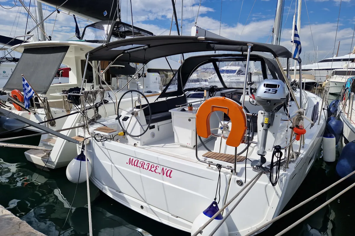 Exterior view of Marilena, a Beneteau Oceanis 40.1 sailboat at Athens, Greece