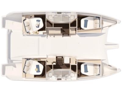 Floor plan of Marilena, a Fountaine Pajot FP 44 catamaran at Gouvia, Greece