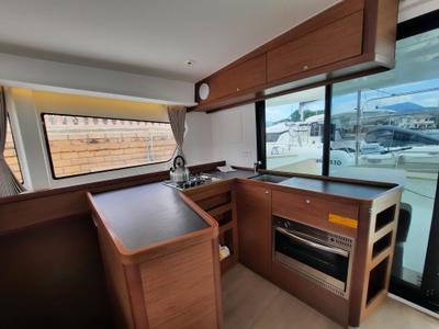Galley of Senza Ma, a Lagoon 42 catamaran at Tonnarella, Italy