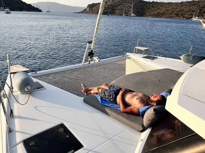 Dolce, a Fountaine Pajot Lucia 40 catamaran at Marmaris, Turkey