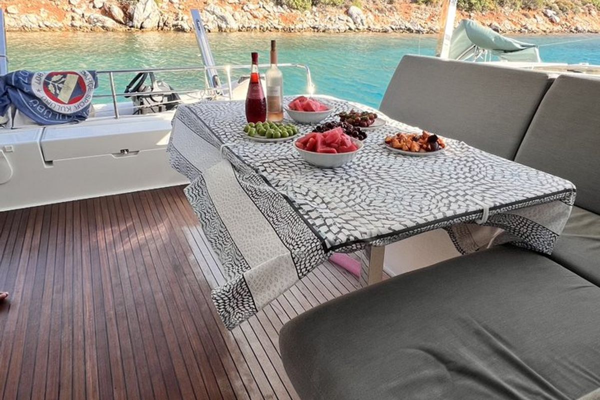 Dolce, a Fountaine Pajot Lucia 40 catamaran at Marmaris, Turkey