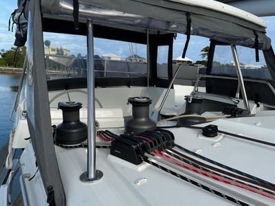 Cockpit of Amajen, a Fountaine Pajot Aura 51 catamaran at Chesapeake, United States