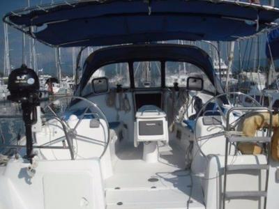 Cockpit of Orion II, a Beneteau Cyclades 43.4 sailboat at Volos Municipality, Greece