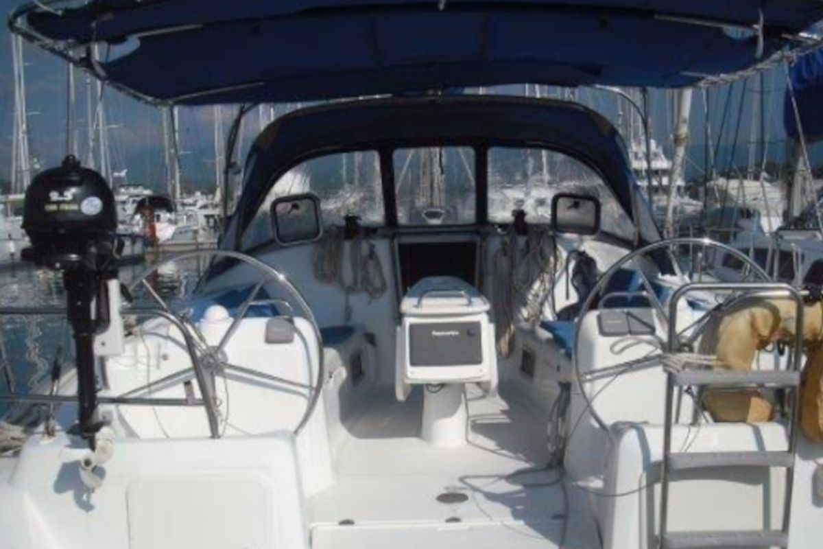 Cockpit of Orion II, a Beneteau Cyclades 43.4 sailboat at Volos Municipality, Greece