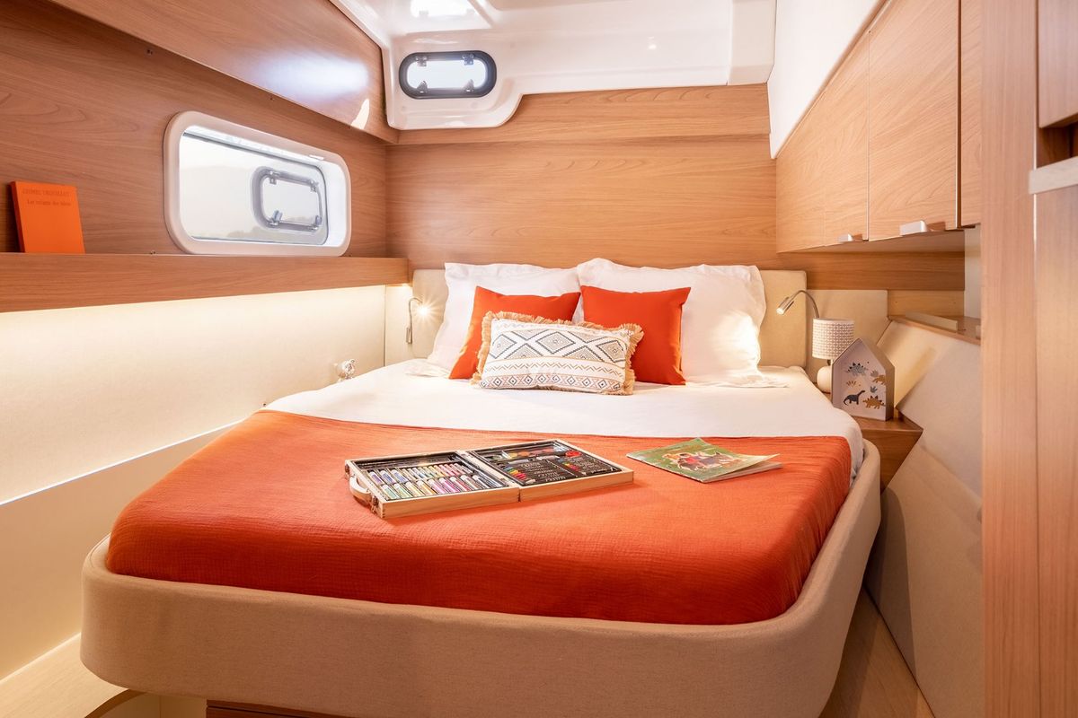 Cabin on Diamant Tropical, a Bali Catspace catamaran at Ribishi, Saint Vincent and the Grenadines