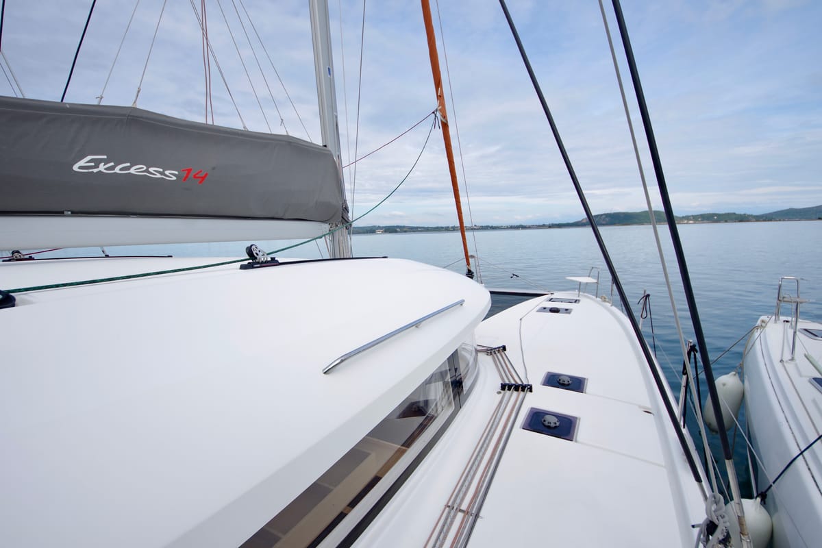 Exterior view of Las Olas, a Excess 14 catamaran at Preveza, Greece
