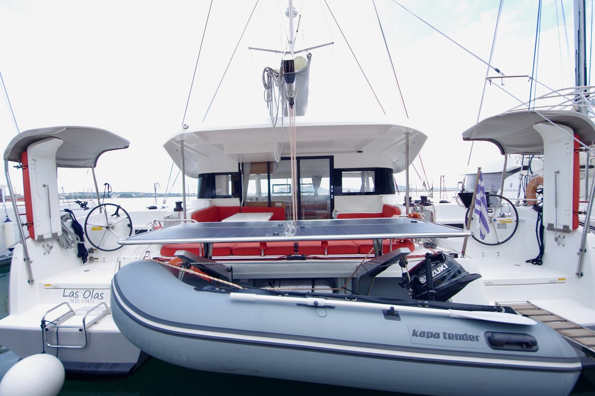 Exterior view of Las Olas, a Excess 14 catamaran at Preveza, Greece