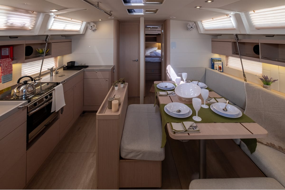 Salon of Ethereal, a Beneteau Oceanis 46.1 sailboat at Municipal Unit of Lefkada, Greece