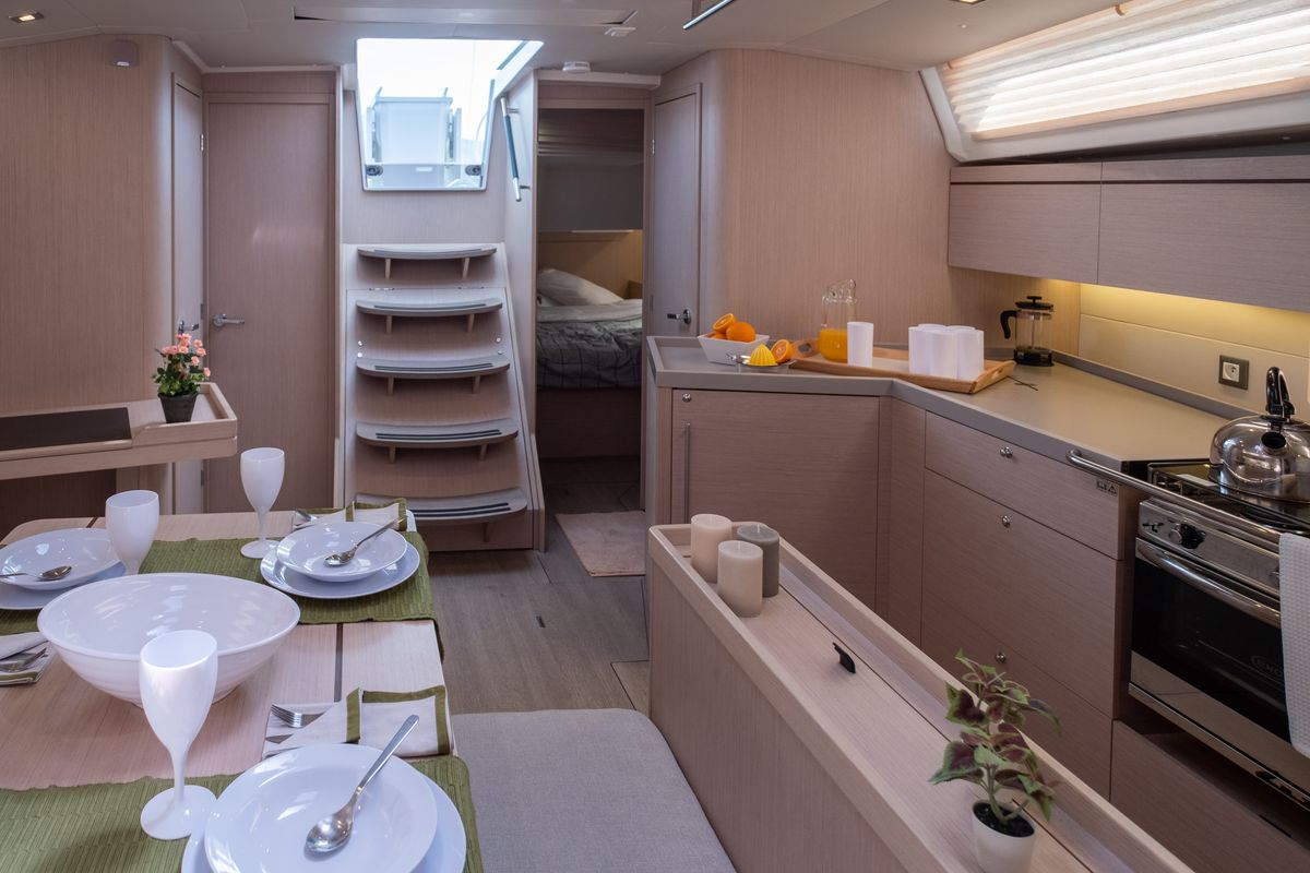 Salon of Ethereal, a Beneteau Oceanis 46.1 sailboat at Municipal Unit of Lefkada, Greece