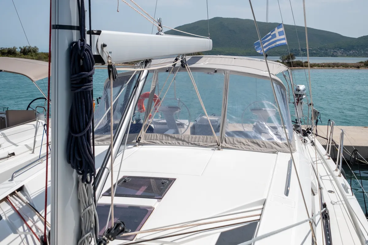 Exterior view of Ethereal, a Beneteau Oceanis 46.1 sailboat at Municipal Unit of Lefkada, Greece