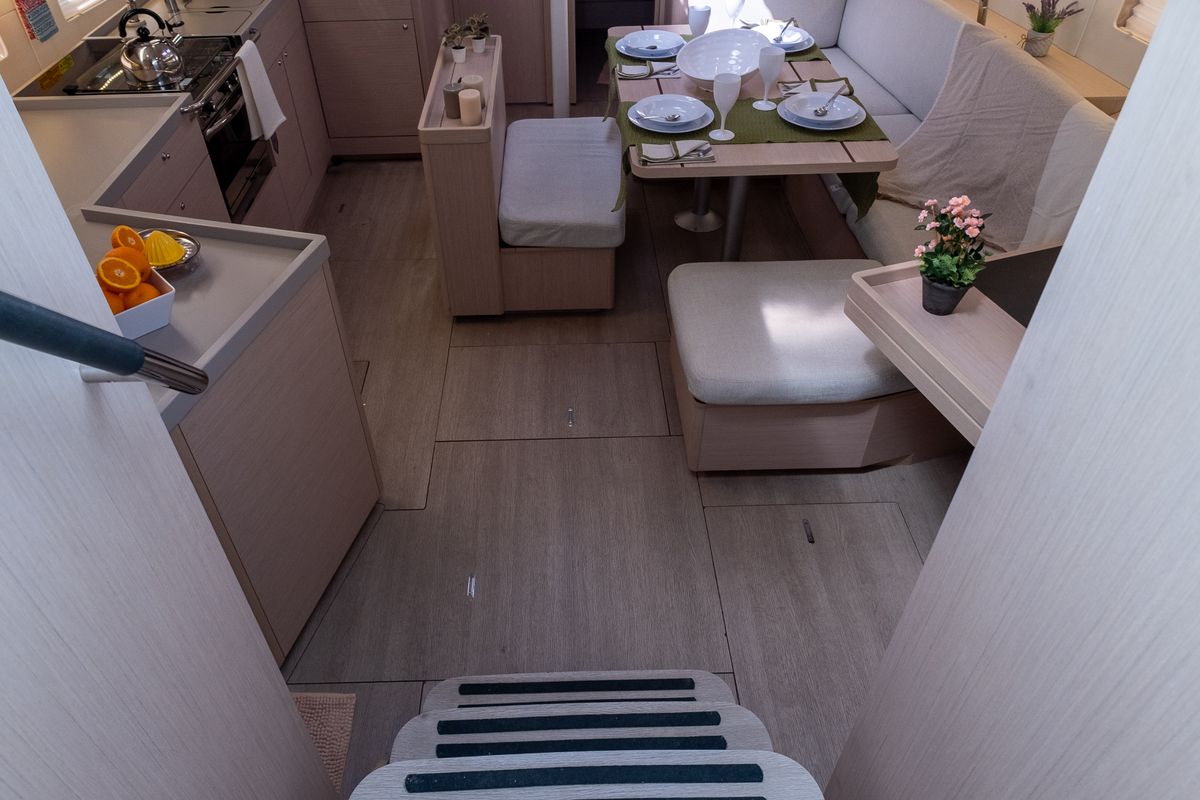 Salon of Ethereal, a Beneteau Oceanis 46.1 sailboat at Municipal Unit of Lefkada, Greece