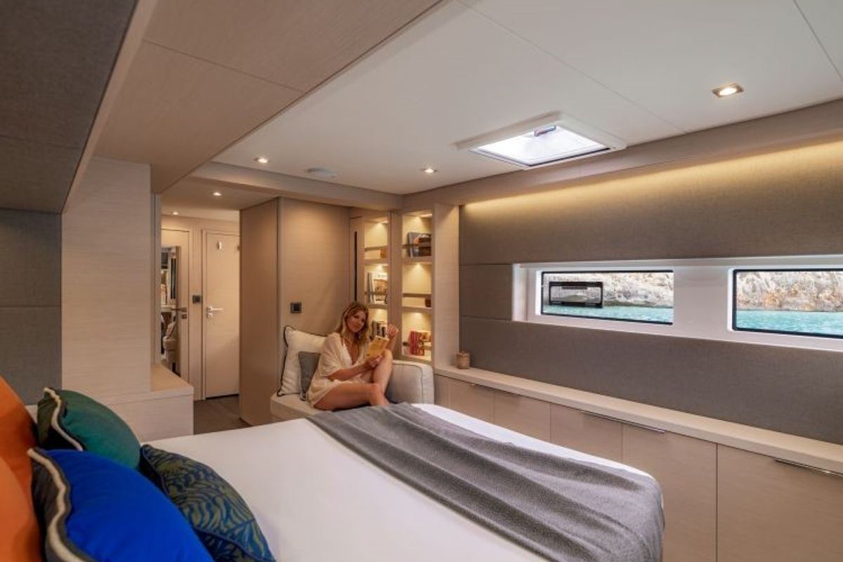 Cabin on Hydrus, a Lagoon 55 catamaran at Lavreotiki Municipal Unit, Greece