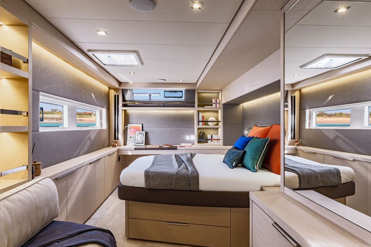 Cabin on Hydrus, a Lagoon 55 catamaran at Lavreotiki Municipal Unit, Greece