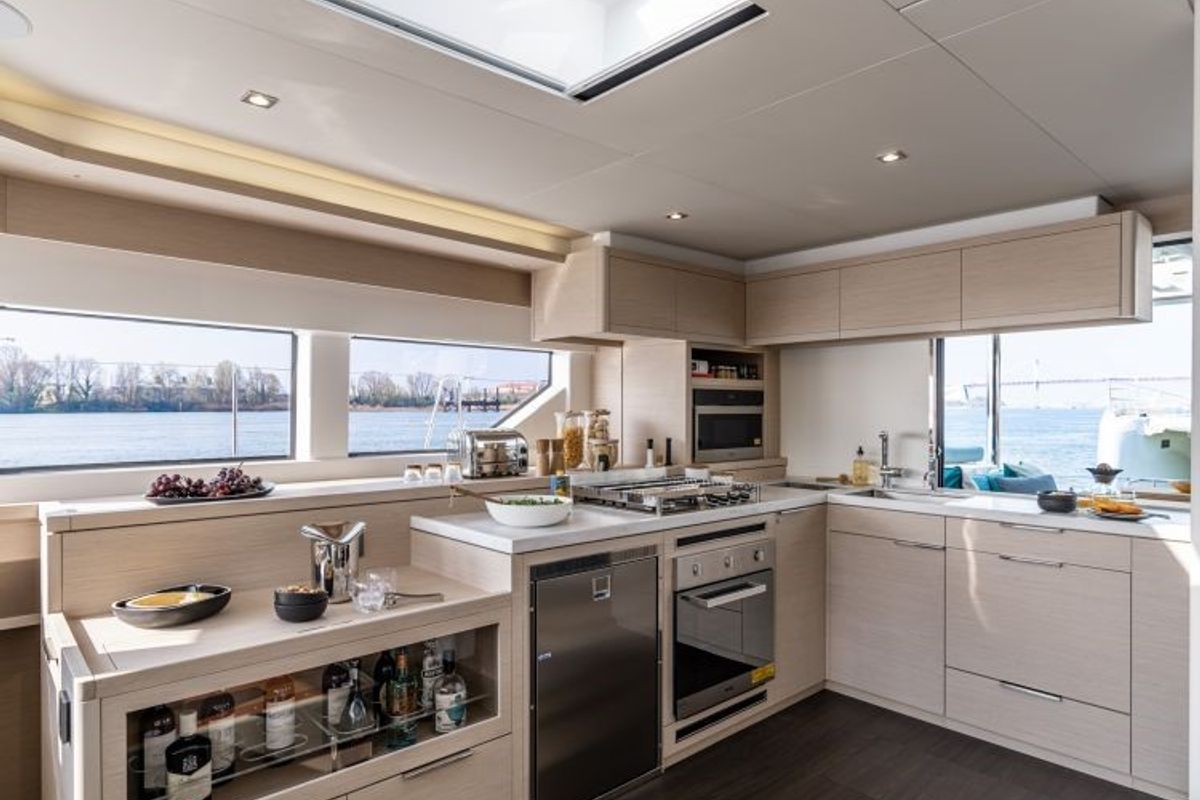 Galley of Hydrus, a Lagoon 55 catamaran at Lavreotiki Municipal Unit, Greece