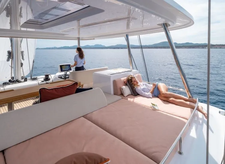 Deck of Hydrus, a Lagoon 55 catamaran at Lavreotiki Municipal Unit, Greece