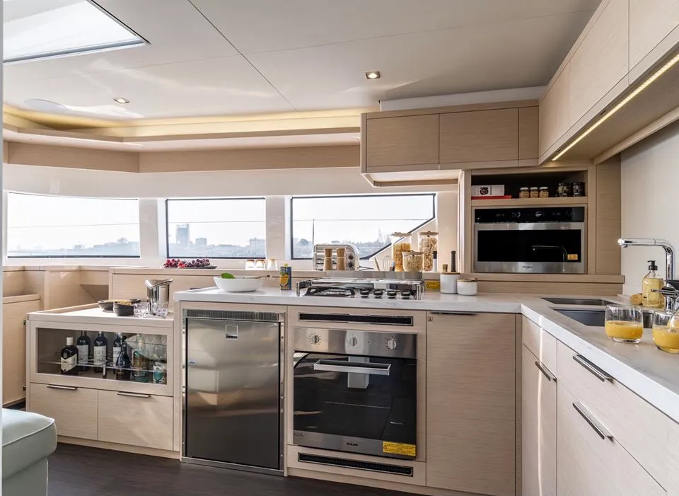 Galley of Hydrus, a Lagoon 55 catamaran at Lavreotiki Municipal Unit, Greece