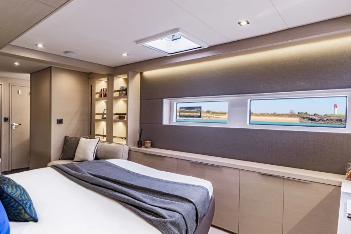 Cabin on Hydrus, a Lagoon 55 catamaran at Lavreotiki Municipal Unit, Greece