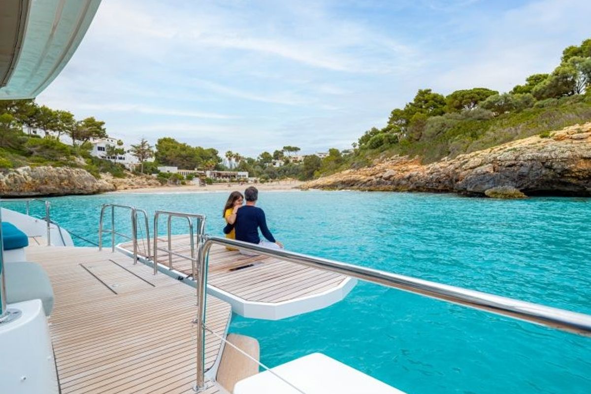 Deck of Hydrus, a Lagoon 55 catamaran at Lavreotiki Municipal Unit, Greece