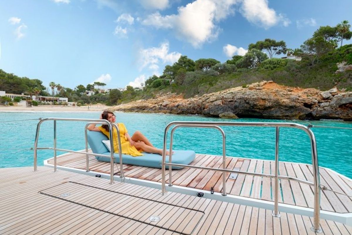 Deck of Hydrus, a Lagoon 55 catamaran at Lavreotiki Municipal Unit, Greece