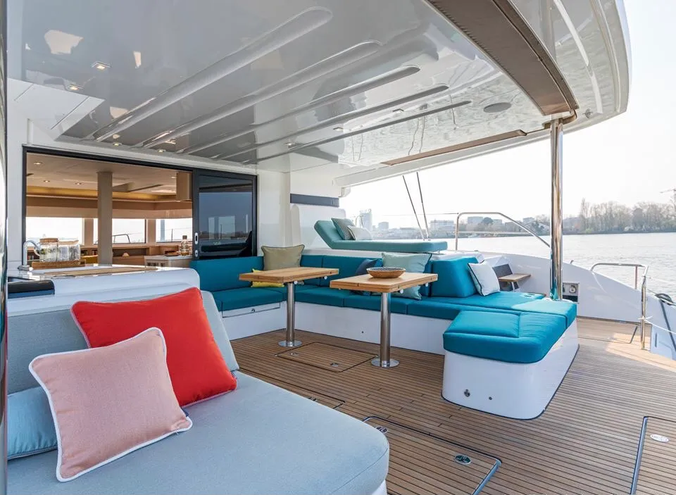 Deck of Hydrus, a Lagoon 55 catamaran at Lavreotiki Municipal Unit, Greece