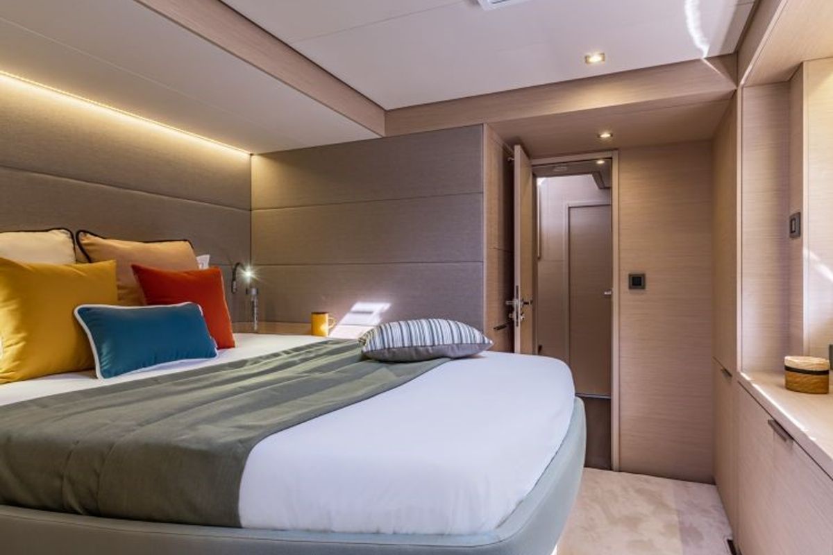 Cabin on Hydrus, a Lagoon 55 catamaran at Lavreotiki Municipal Unit, Greece