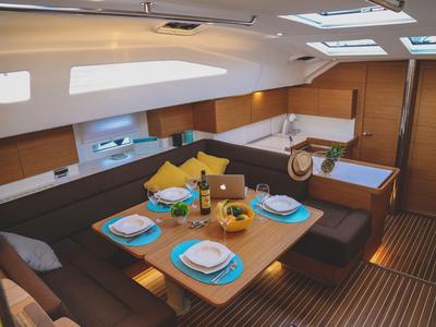 Salon of LENA, a Elan Impression 50 sailboat at Split, Croatia