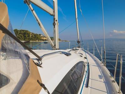 Deck of LENA, a Elan Impression 50 sailboat at Split, Croatia