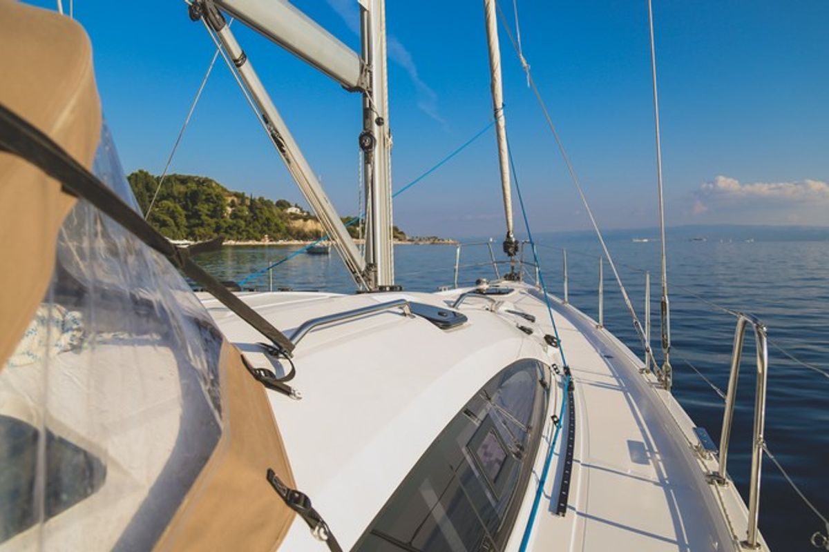 Deck of LENA, a Elan Impression 50 sailboat at Split, Croatia