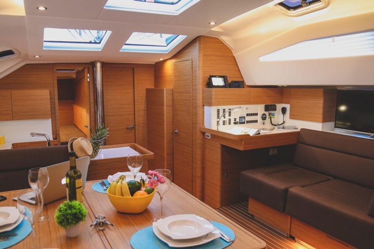 Salon of LENA, a Elan Impression 50 sailboat at Split, Croatia