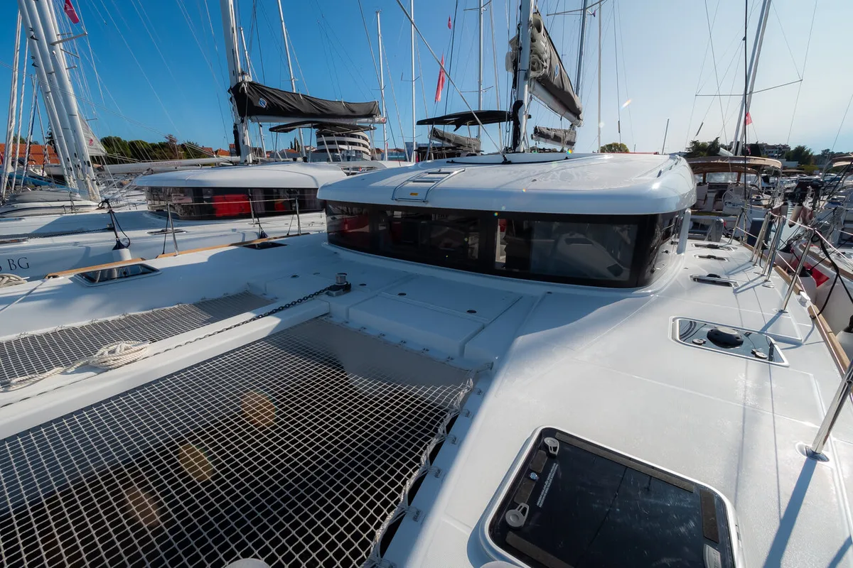 Cockpit of Chingi Lingy, a Lagoon 40 catamaran at Grad Biograd na Moru, Croatia