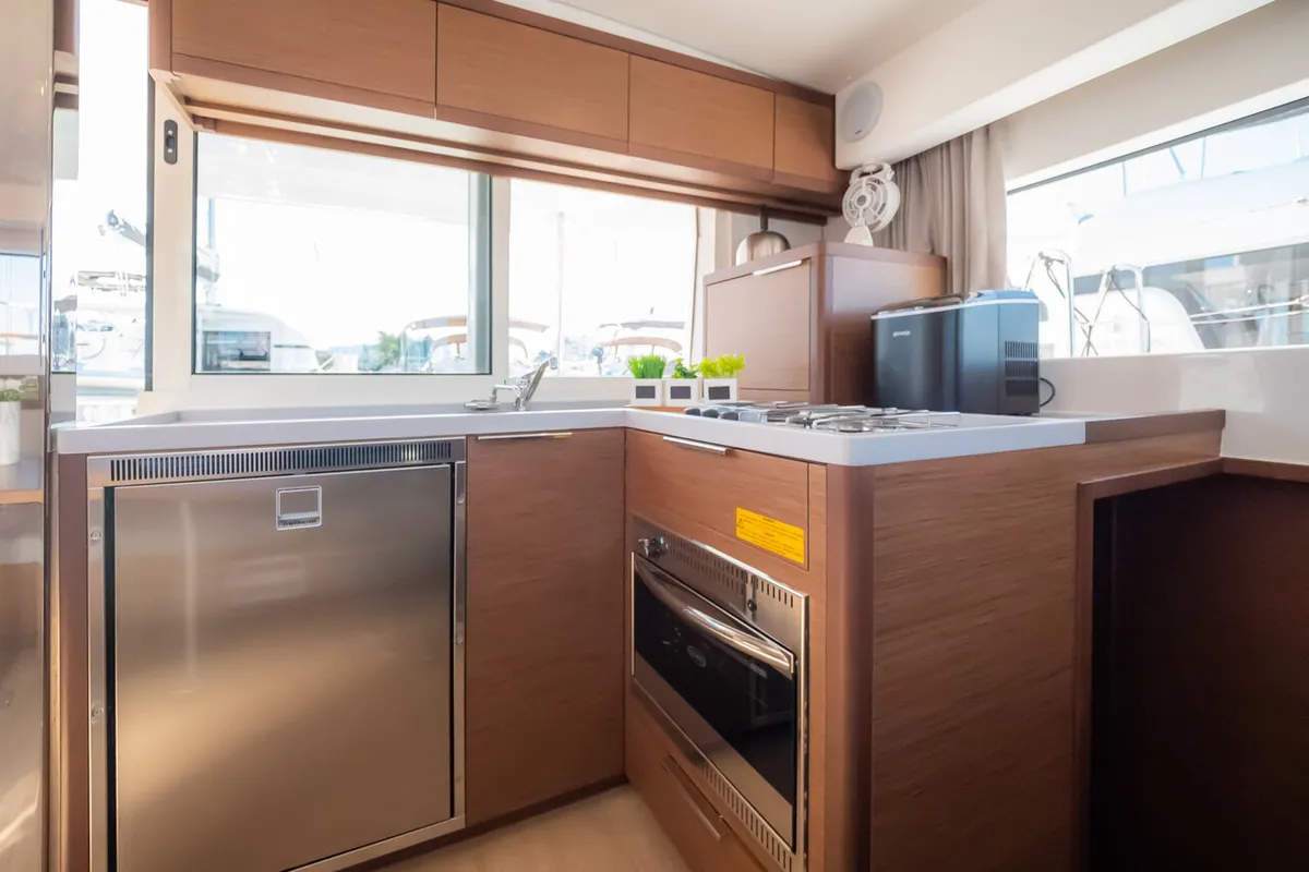 Galley of Chingi Lingy, a Lagoon 40 catamaran at Grad Biograd na Moru, Croatia