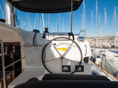 Deck of Chingi Lingy, a Lagoon 40 catamaran at Grad Biograd na Moru, Croatia