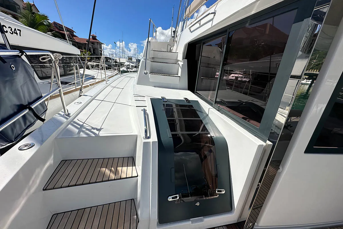 Queen Feta, a Bali 4.8 catamaran at Seychelles, Eden Island Marina, Seychelles
