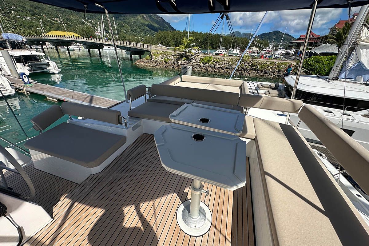 Queen Feta, a Bali 4.8 catamaran at Seychelles, Eden Island Marina, Seychelles