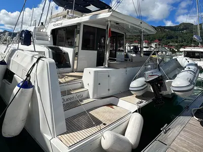 Queen Feta, a Bali 4.8 catamaran at Seychelles, Eden Island Marina, Seychelles