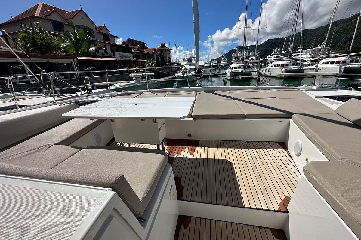 Queen Feta, a Bali 4.8 catamaran at Seychelles, Eden Island Marina, Seychelles