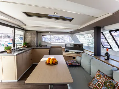 Relax Planet, a Fountaine Pajot Lucia 40 catamaran at Tonnarella, Italy