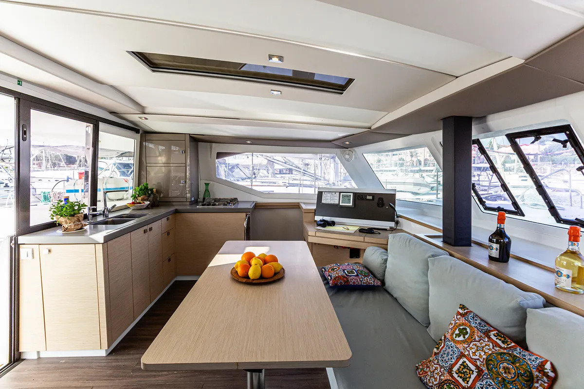 Relax Planet, a Fountaine Pajot Lucia 40 catamaran at Tonnarella, Italy