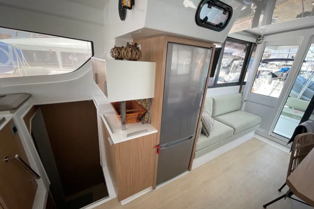 Salon of Blue Spirit, a Bali Catspace catamaran at Municipal Unit of Lefkada, Greece