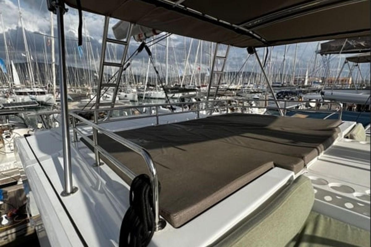 Deck of Blue Spirit, a Bali Catspace catamaran at Municipal Unit of Lefkada, Greece