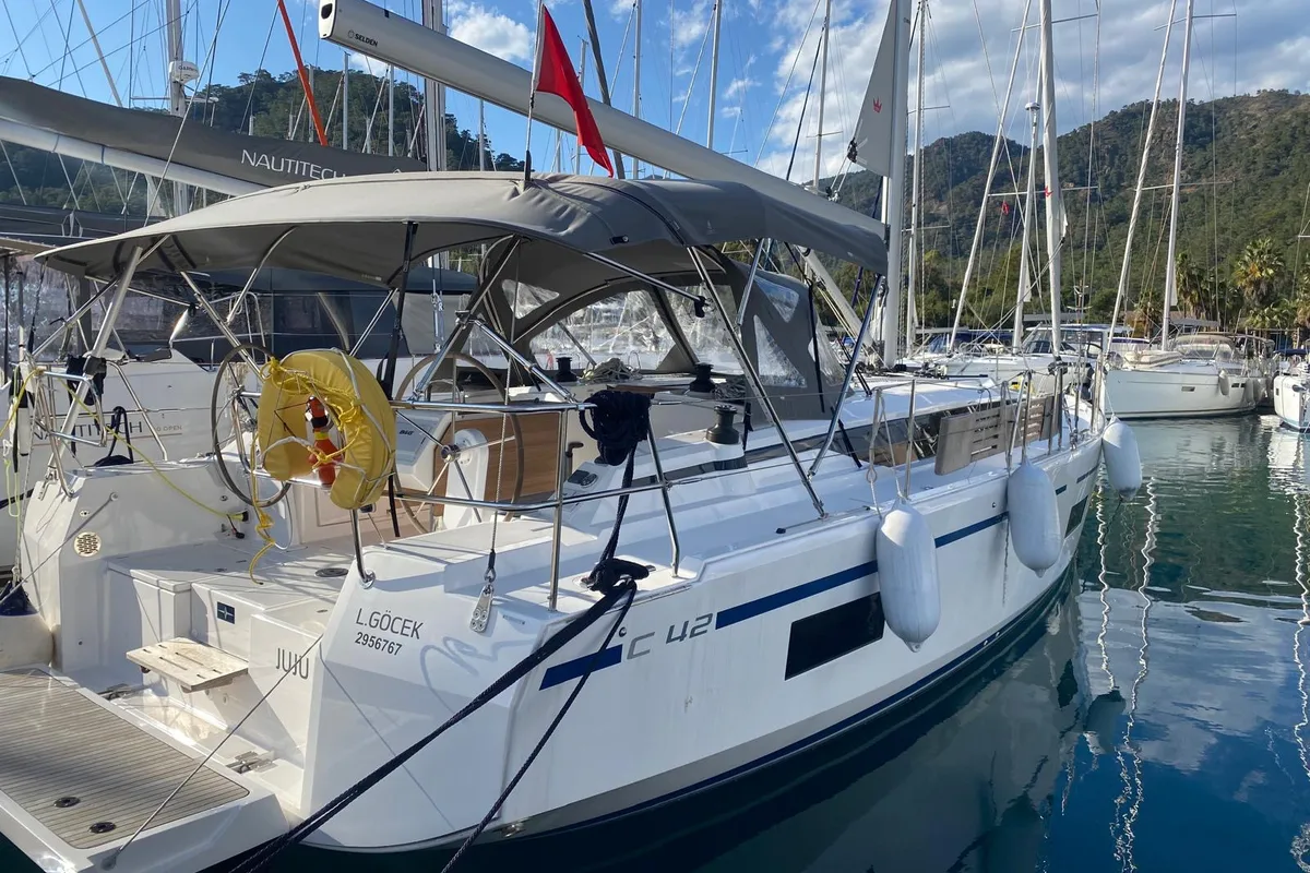 Juju, a Bavaria C42 sailboat at Fethiye, Turkey