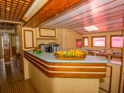 Galley of Le Gauguin, a Gulet Mojito 78  catamaran at Eden Island Marina, Seychelles