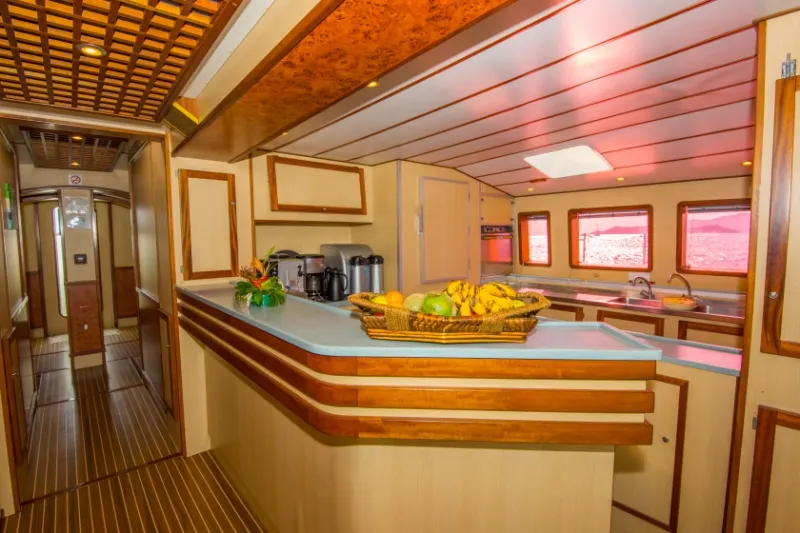 Galley of Le Gauguin, a Gulet Mojito 78 catamaran at Eden Island Marina, Seychelles