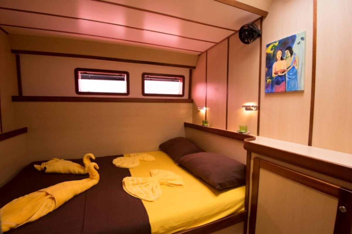 Cabin on Le Gauguin, a Gulet Mojito 78 catamaran at Eden Island Marina, Seychelles