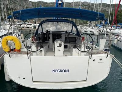 Cockpit of Negroni, a Jeanneau Sun Odyssey 440 sailboat at Athens, Greece
