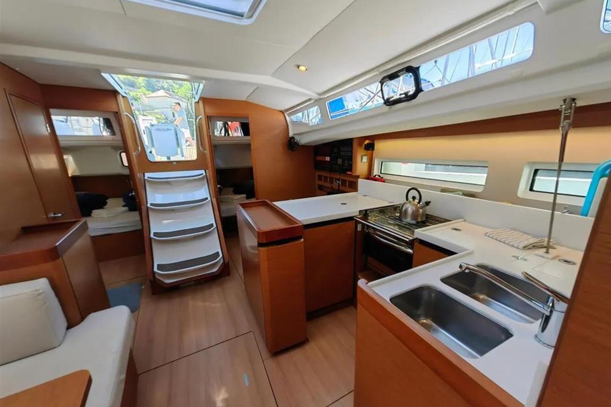 Galley of Negroni, a Jeanneau Sun Odyssey 440 sailboat at Athens, Greece