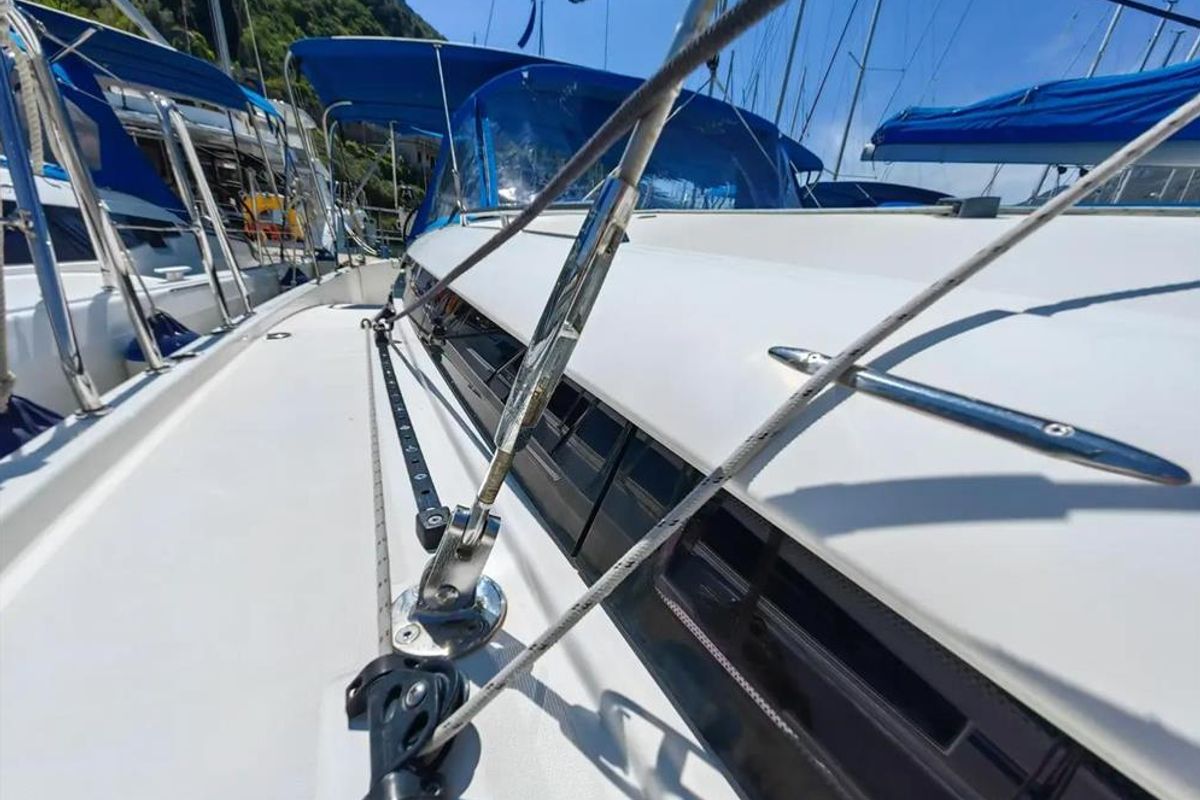 Deck of Negroni, a Jeanneau Sun Odyssey 440 sailboat at Athens, Greece