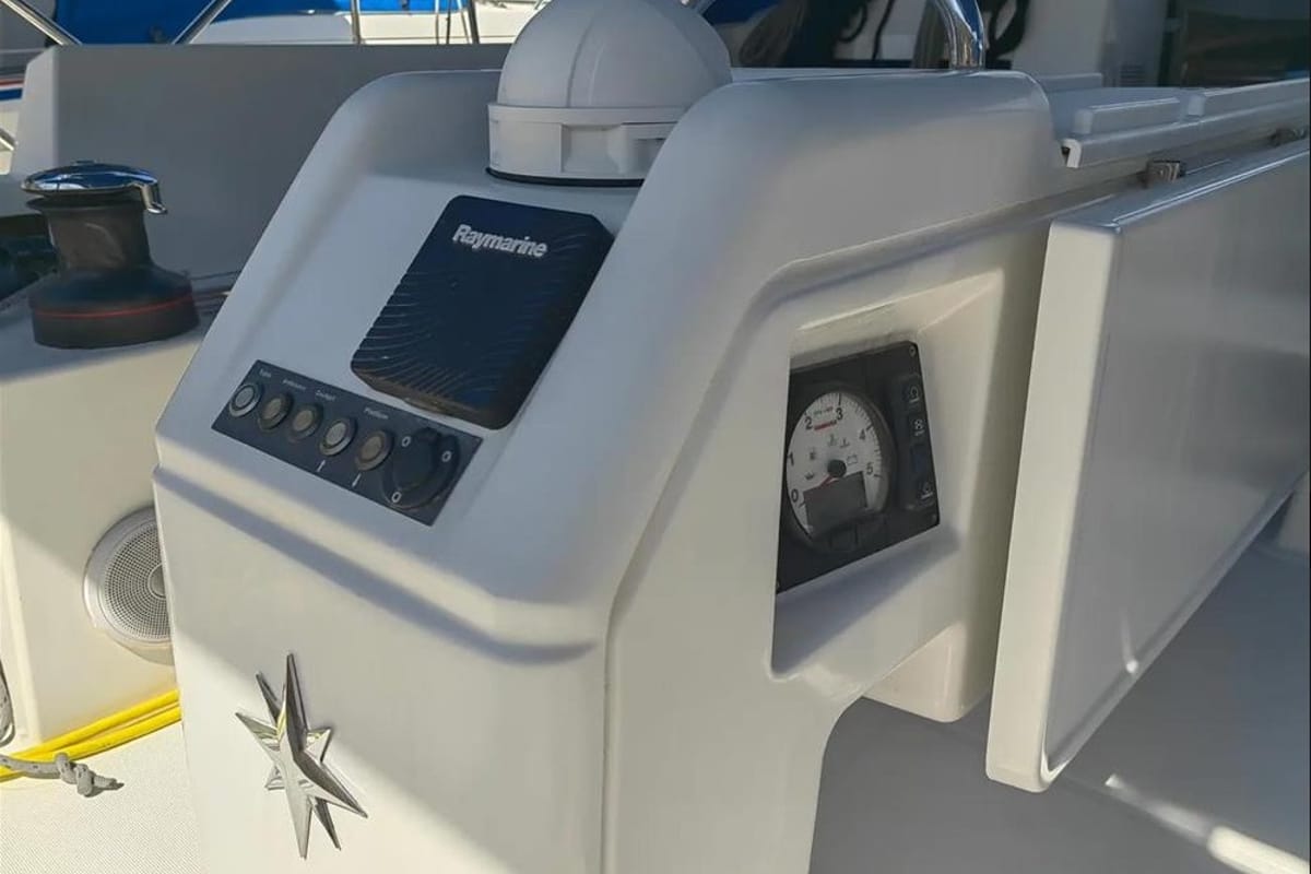 Cockpit of Negroni, a Jeanneau Sun Odyssey 440 sailboat at Athens, Greece