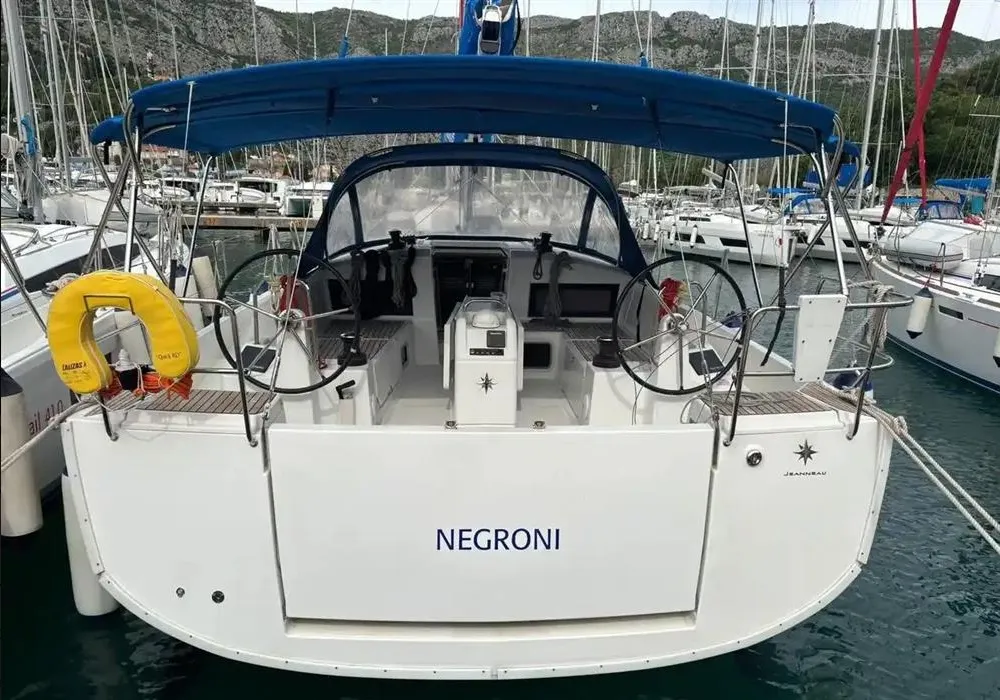 Exterior view of Negroni, a Jeanneau Sun Odyssey 440 sailboat at Athens, Greece