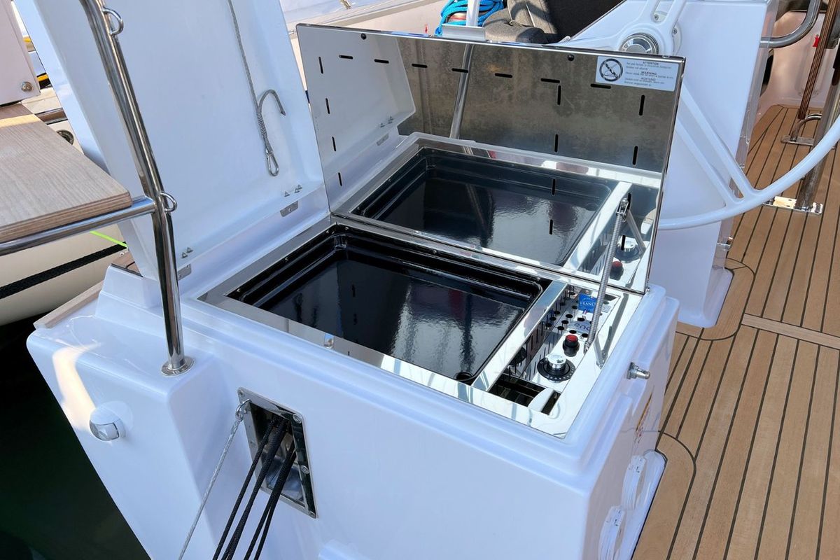 Deck of Polaris, a Elan Impression 45.1 sailboat at Grad Pula, Croatia